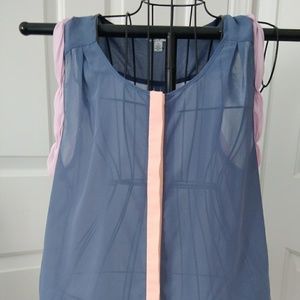 Darling sheer three tone sleeveless blouse